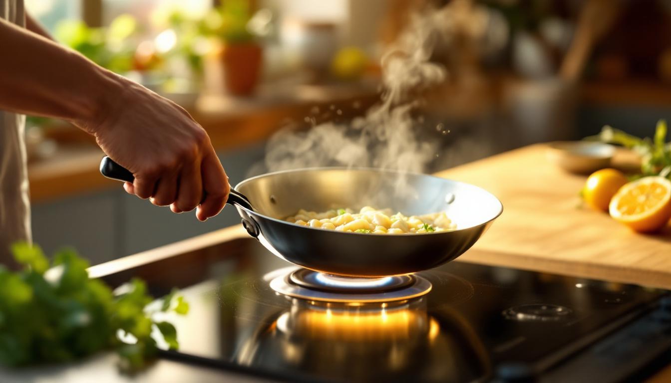 met dit eenvoudige gebaar van 10 seconden voorkom je dat voedsel aanbakt in je inox pannen, waardoor koken makkelijker en schoner wordt.