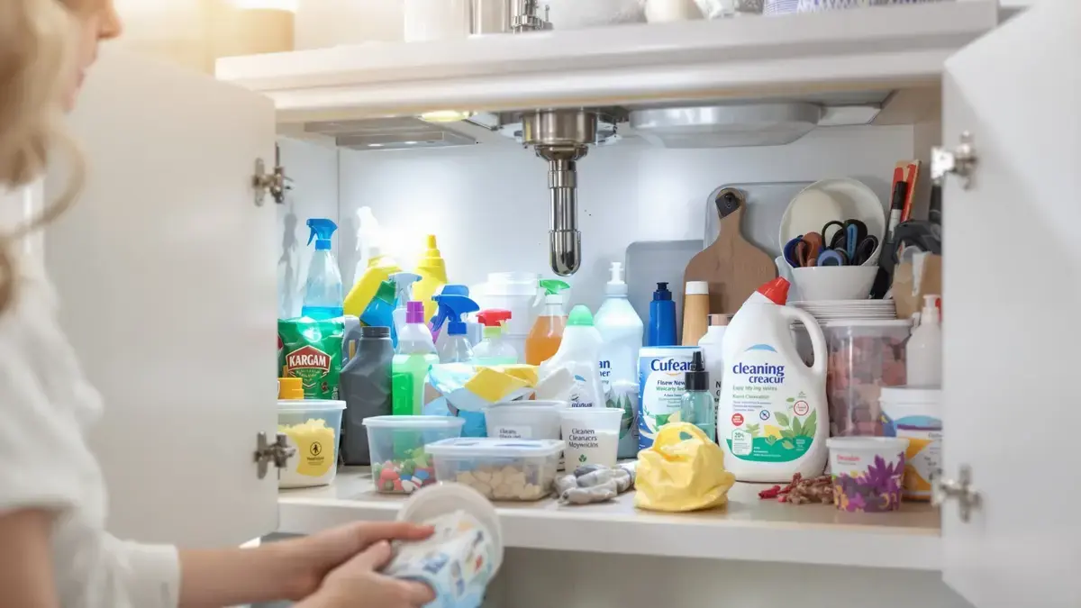 De fout die je moet vermijden bij het opbergen van schoonmaakmiddelen onder de gootsteen en waarom nare geuren ontstaan