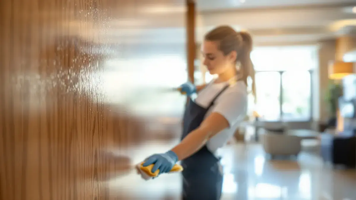 In de hotellerij voorkomt deze tip effectief dat stof zich opnieuw op hout afzet