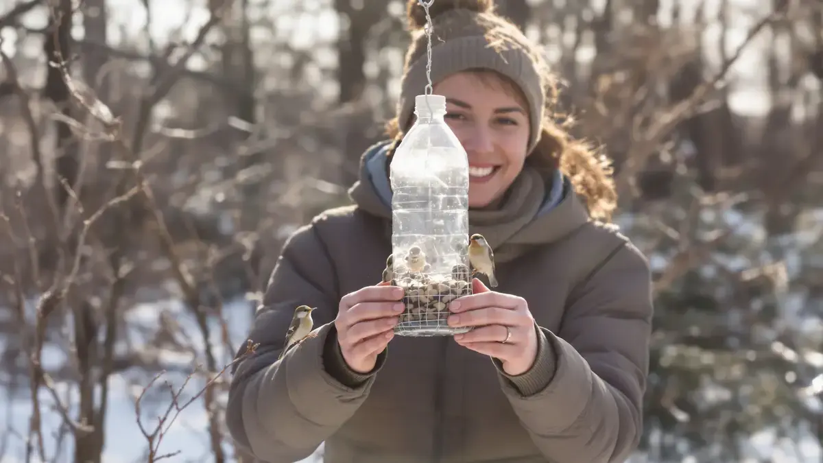 Een voederhuisje maken van een plastic fles biedt concrete hulp aan vogels in de winter