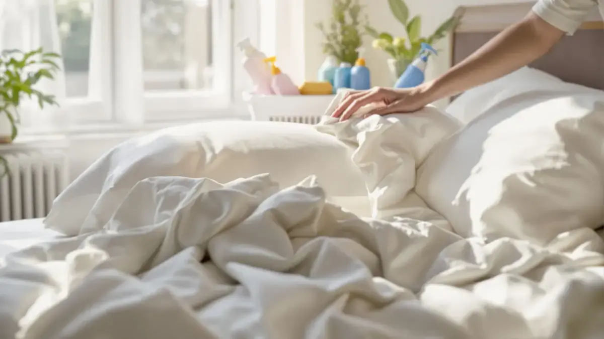 Dit wasprincipe zorgt ervoor dat de lakens langdurig wit blijven