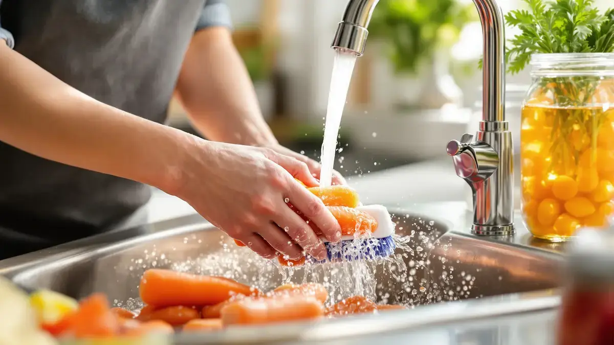 Hier is de aanbevolen methode om wortels te wassen en vuil en microben effectief te verwijderen