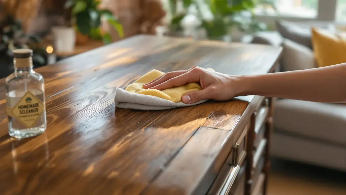 Volgens restauratie-experts kan een met deze eenvoudige zelfgemaakte oplossing bevochtigde microvezeldoek oude houten meubels een bijna nieuw uiterlijk geven.