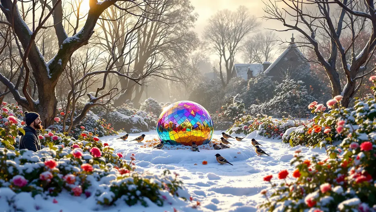 Een simpele bal kan een tuin in de winter veranderen in een veilig toevluchtsoord voor vogels