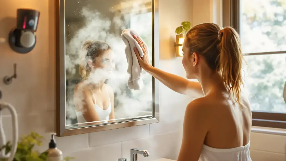 Een simpele truc om de spiegel na het douchen langdurig beslagvrij te houden