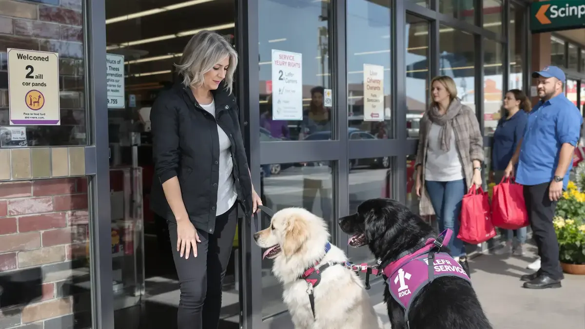 Bij de ingang van een supermarkt werd haar de toegang geweigerd omdat ze haar hulphond bij zich had, deze vrouw wist dat het zou gebeuren