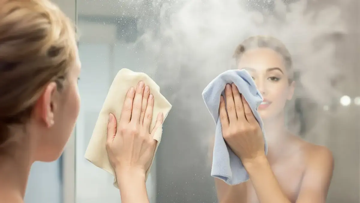 Een beweging van twee seconden volstaat om de spiegel helder te houden, zelfs na een zeer hete douche